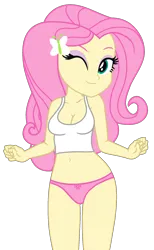 Size: 1142x1848 | Tagged: suggestive, artist:shieldwingarmorofgod, artist:yaya54320bases, derpibooru import, edit, fluttershy, human, equestria girls, g4, bare shoulders, belly, belly button, belly fetish, bikini, breasts, busty fluttershy, clothes, cute, female, fetish, image, midriff, navel fetish, one eye closed, pink panties, pink underwear, png, sexy, shyabetes, simple background, smiling, solo, stupid sexy fluttershy, swimsuit, tanktop, transparent background, underwear, vector, wink