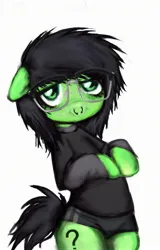 Size: 1631x2550 | Tagged: safe, artist:d7unlimited, derpibooru import, oc, oc:anon, oc:anonfilly, unofficial characters only, earth pony, pony, bridge piercing, clothes, derpibooru exclusive, emo, female, filly, freckles, glasses, green eyes, image, jpeg, nose piercing, piercing, septum piercing, simple background, solo