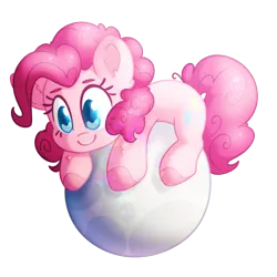 Size: 2400x2400 | Tagged: safe, artist:fluffyxai, derpibooru import, pinkie pie, earth pony, pony, g4, chibi, female, image, moon, png, solo, tangible heavenly object