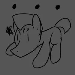 Size: 600x600 | Tagged: safe, artist:unitxxvii, derpibooru import, oc, unofficial characters only, earth pony, pony, ..., gray background, grayscale, image, lying down, male, monochrome, png, ponysona, prone, simple background, solo, stallion