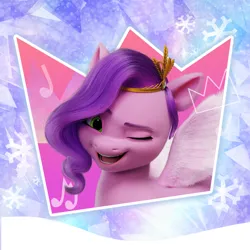 Size: 1000x1000 | Tagged: safe, derpibooru import, official, pipp petals, pegasus, pony, g5, my little pony: a new generation, diadem, female, image, jewelry, jpeg, looking at you, mare, one eye closed, profile picture, regalia, royalty, smiling, snow, snowflake, solo, spread wings, weibo, wings, wink, winter