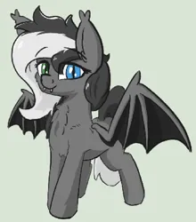 Size: 925x1049 | Tagged: safe, artist:harmonicglow, derpibooru import, oc, oc:amaya, unofficial characters only, bat pony, pony, bat pony oc, bat wings, chest fluff, female, heterochromia, image, mare, png, solo, wings