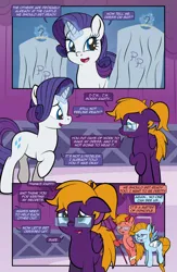 Size: 1920x2948 | Tagged: safe, artist:alexdti, derpibooru import, rarity, oc, oc:aqua lux, oc:purple creativity, oc:warm focus, pegasus, pony, comic:quest for friendship retold, g4, angel, devil, glasses, image, magic, png, shoulder angel, shoulder devil