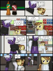 Size: 1750x2333 | Tagged: safe, artist:99999999000, derpibooru import, oc, oc:firearm king, oc:zhang cathy, unofficial characters only, earth pony, comic:affection, comic, drink, female, image, png, soda