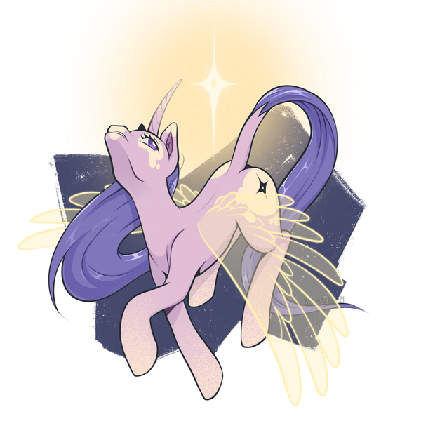 Size: 1920x1920 | Tagged: safe, artist:mangonez, derpibooru import, oc, unofficial characters only, pony, unicorn, artificial alicorn, artificial wings, augmented, cel shading, concave belly, curved horn, female, horn, image, leonine tail, lighting, long mane, long tail, magic, magic wings, mare, png, shading, slender, solo, tail, thin, unicorn oc, wings