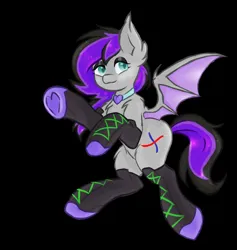 Size: 1480x1564 | Tagged: safe, artist:l0calgreml1n, derpibooru import, oc, oc:wires crossed, unofficial characters only, bat pony, black background, image, jpeg, simple background, tail, two toned mane, two toned tail