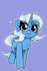 Size: 2000x3000 | Tagged: safe, artist:jubyskylines, derpibooru import, trixie, pony, unicorn, g4, :p, chest fluff, colored hooves, cute, cute little fangs, ear fluff, eye clipping through hair, fangs, female, heart, hoof polish, hooves, horn, image, looking at you, mare, png, smiling, solo, tongue out