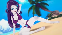 Size: 1920x1080 | Tagged: safe, artist:hornydogo, derpibooru import, rarity, human, equestria girls, g4, 3d, beach, belly, belly button, female, image, jpeg, koikatsu, solo, stupid sexy rarity