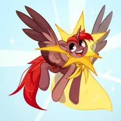 Size: 3200x3200 | Tagged: safe, artist:anotherdeadrat, derpibooru import, oc, oc:hardy, alicorn, pony, cloak, clothes, full body, high res, image, male, png, smiling, solo, spread wings, stallion, suit, sun, wings