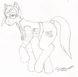 Size: 850x845 | Tagged: safe, artist:cqmorrell, derpibooru import, ponified, earth pony, pony, g1, ace attorney, clothes, female, image, jpeg, penny nichols, raised hoof, sketch, solo, traditional art