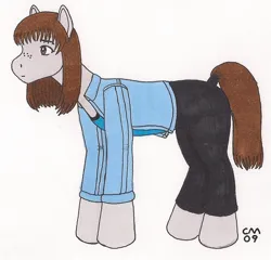 Size: 883x847 | Tagged: safe, artist:cqmorrell, derpibooru import, ponified, earth pony, pony, g1, clothes, female, image, jpeg, scream (movie), sidney prescott, simple background, solo, traditional art, white background