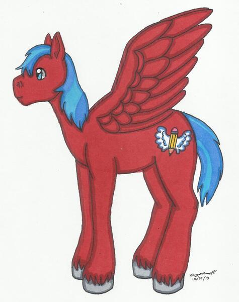 Size: 1040x1315 | Tagged: safe, artist:cqmorrell, derpibooru import, oc, oc:swift sketch, unofficial characters only, pegasus, pony, image, jpeg, male, pegasus oc, profile, simple background, solo, spread wings, stallion, traditional art, unshorn fetlocks, white background, wings