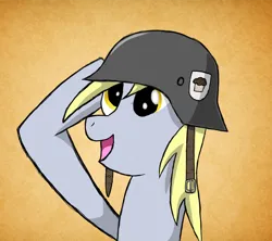 Size: 900x800 | Tagged: safe, artist:ninjapony, derpibooru import, derpy hooves, pegasus, g4, female, helmet, image, png, salute, solo, stahlhelm, waffen-ss