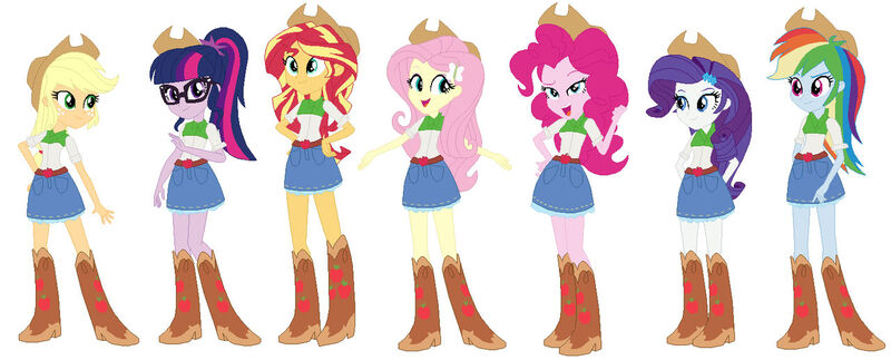 Size: 1280x517 | Tagged: safe, artist:noahishere18, derpibooru import, applejack, fluttershy, pinkie pie, rainbow dash, rarity, sci-twi, sunset shimmer, twilight sparkle, equestria girls, g4, clothes swap, humane five, humane seven, humane six, image, jpeg, solo