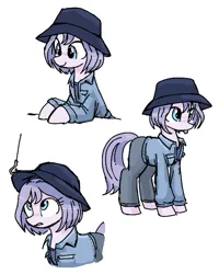 Size: 544x679 | Tagged: safe, artist:plunger, derpibooru import, oc, pony, :p, clothes, female, fishing hook, hat, hook, image, jacket, mare, pants, png, tongue out