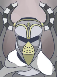 Size: 756x1017 | Tagged: safe, artist:cofido, derpibooru import, oc, oc:gerhardt weißfisch, unofficial characters only, gryphon, equestria at war mod, armor, bust, griffon oc, helmet, hidden face, horned helmet, image, knight, png, portrait, solo