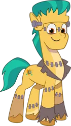 Size: 2253x4017 | Tagged: safe, derpibooru import, official, hitch trailblazer, earth pony, pony, g5, spoiler:tyts02e37, .ai available, .svg available, clothes, costume, frankenstein, frankenstein's monster, image, male, nightmare night, nightmare night costume, png, simple background, smiling, solo, stallion, transparent background, unshorn fetlocks, vector