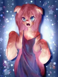 Size: 3000x4000 | Tagged: semi-grimdark, artist:kittencoffin, derpibooru import, fluttershy, anthro, pony, .mov, shed.mov, g4, blood, clothes, dress, horror, image, png, pony.mov, solo