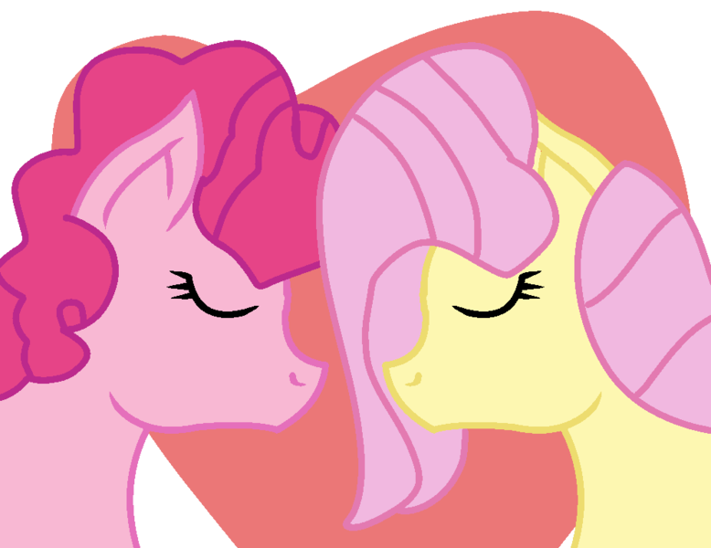 Size: 994x767 | Tagged: safe, artist:jadeharmony, derpibooru import, fluttershy, pinkie pie, earth pony, pegasus, pony, g4, base used, cute, diapinkes, duo, eyes closed, female, heart, image, lesbian, mare, png, ship:flutterpie, shipping, shyabetes