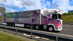 Size: 1600x900 | Tagged: safe, artist:jdpon3, artist:prixy05, derpibooru import, pipp petals, ponified, pegasus, pony, g5, car, euro truck simulator 2, game, game screencap, image, itasha, jpeg, outdoors, semi truck, steam (software), truck