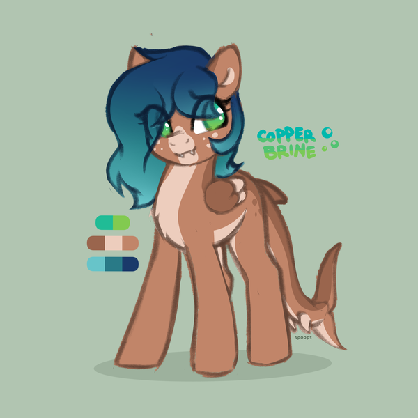 Size: 3000x3000 | Tagged: safe, artist:spoopygander, derpibooru import, oc, oc:copper brine, original species, pegasus, pony, shark, shark pony, countershading, fangs, image, png, reference sheet, solo