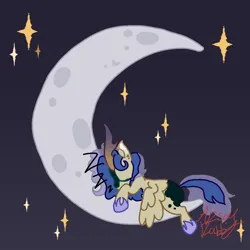 Size: 1024x1024 | Tagged: safe, artist:arsonrabbit, derpibooru import, oc, oc:moon glow, unofficial characters only, alicorn, hybrid, kirin, pony, g4, alicorn oc, blue hair, blue mane, blue tail, crescent moon, digital art, eyes closed, gradient horn, horn, hybrid oc, image, interspecies offspring, kirin oc, lying down, magical lesbian spawn, male, moon, night, night sky, offspring, onomatopoeia, outdoors, parent:princess luna, parent:rain shine, parents:rainuna, png, scales, signature, sky, sleeping, sleeping on moon, solo, sound effects, space, stallion, stars, tail, tan coat, tangible heavenly object, wings, zzz