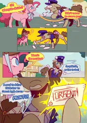 Size: 2733x3866 | Tagged: safe, artist:piesinful, derpibooru import, parcel post, pinkie pie, post haste, comic:unlucky day, fanfic:cupcakes, g4, comic, food, image, pie, png