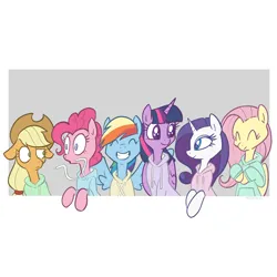 Size: 2048x2048 | Tagged: safe, artist:pfeffaroo, derpibooru import, applejack, fluttershy, pinkie pie, rainbow dash, rarity, twilight sparkle, twilight sparkle (alicorn), alicorn, earth pony, pegasus, pony, unicorn, g4, applejack's hat, bust, clothes, confused, cowboy hat, cute, eyes closed, female, floppy ears, folded wings, grin, hat, high res, hoodie, horn, image, line-up, looking at each other, looking at someone, mane six, mare, pinkie being pinkie, png, simple background, smiling, spread wings, white background, wide eyes, wings