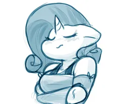 Size: 1065x885 | Tagged: safe, artist:zutcha, derpibooru import, rarity, anthro, pony, unicorn, g4, arm hooves, breasts, bust, busty rarity, eyes closed, female, floppy ears, frown, grayscale, horn, image, jpeg, mare, monochrome, simple background, sketch, solo, white background