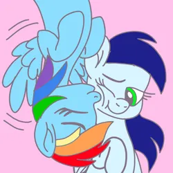 Size: 1280x1280 | Tagged: safe, artist:glidedash, derpibooru import, rainbow dash, soarin', pegasus, pony, g4, female, glide, half r63 shipping, image, kiss on the cheek, kissing, lesbian, male, mare, png, rule 63, ship:glidedash, shipping, soarindash, straight