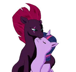 Size: 3600x3408 | Tagged: safe, artist:gogglespizano, derpibooru import, fizzlepop berrytwist, tempest shadow, twilight sparkle, twilight sparkle (alicorn), alicorn, pony, unicorn, g4, 2017, duo, female, horn, image, lesbian, png, ship:tempestlight, shipping, simple background, smiling, transparent background