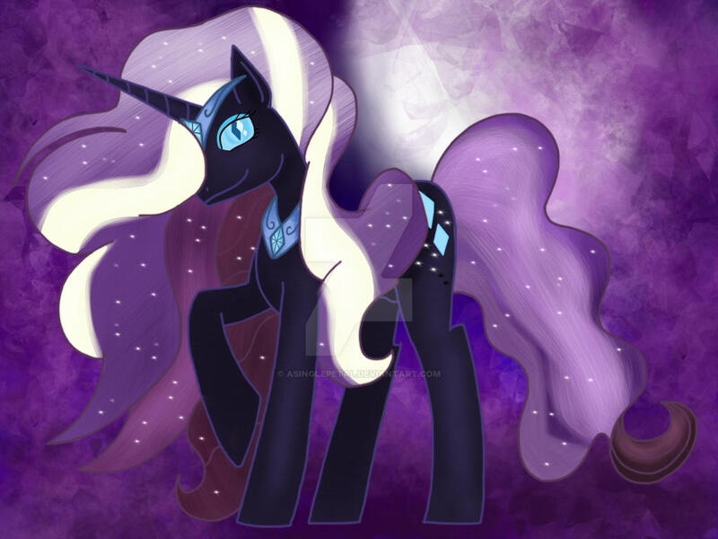 Size: 1024x768 | Tagged: safe, artist:asinglepetal, derpibooru import, nightmare rarity, rarity, pony, unicorn, g4, amethyst background, crown, crystal background, darkened coat, deviantart watermark, diamond pupils, eyeshadow, female, horn, image, ipad, jewelry, jpeg, makeup, nightmarified, obtrusive watermark, peytral, procreate, procreate app, raised leg, regalia, slit pupils, solo, starry hair, tiara, tumblr:a rarity of a nightmare, tumblr:ask nightmare rarity, watermark, white stripes