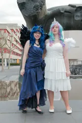 Size: 1920x2880 | Tagged: safe, derpibooru import, princess celestia, princess luna, human, g4, 2015, brony fair, clothes, cosplay, costume, duo, female, image, irl, irl human, jpeg, outdoors, photo, royal sisters, siblings, sisters