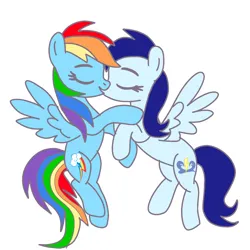 Size: 1280x1280 | Tagged: safe, artist:glidedash, derpibooru import, rainbow dash, soarin', pegasus, pony, g4, female, glide, half r63 shipping, image, kiss on the lips, kissing, lesbian, male, mare, png, rule 63, ship:glidedash, shipping, soarindash, straight