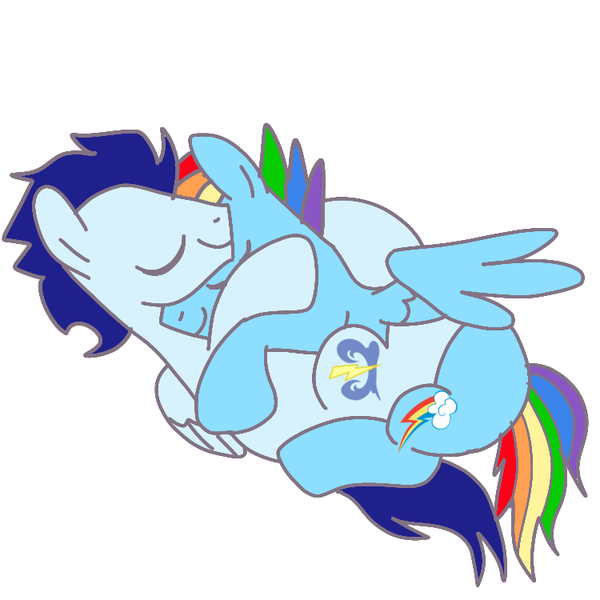 Size: 750x750 | Tagged: safe, artist:glidedash, derpibooru import, rainbow dash, soarin', pegasus, pony, g4, female, gay, half r63 shipping, image, male, png, rainbow blitz, rule 63, ship:soarinblitz, shipping, soarindash, stallion, straight