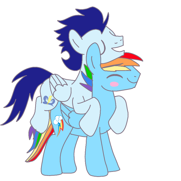 Size: 750x750 | Tagged: safe, artist:glidedash, derpibooru import, rainbow dash, soarin', pegasus, pony, g4, female, gay, half r63 shipping, image, male, png, rainbow blitz, rule 63, ship:soarinblitz, shipping, soarindash, stallion, straight