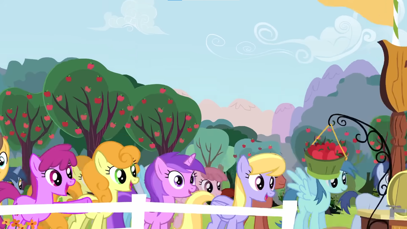 Size: 1366x768 | Tagged: safe, derpibooru import, screencap, amethyst star, berry punch, berryshine, blue october, blueberry muffin, caramel, carrot top, cloud kicker, golden harvest, klein, linky, shoeshine, unnamed character, unnamed pony, pony, g4, the super speedy cider squeezy 6000, image, my little pony, night shade, pink cloud (g4), png