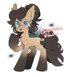 Size: 1752x2000 | Tagged: safe, artist:remimun, derpibooru import, oc, oc:nixie tube, unofficial characters only, bat pony, earth pony, hybrid, wingless bat pony, abstract background, chest fluff, coat markings, dappled, ear fluff, fangs, female, glasses, image, jpeg, raised hoof, signature, socks (coat marking), solo, wingless