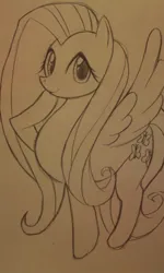 Size: 480x800 | Tagged: safe, artist:curemitsuba, derpibooru import, fluttershy, pegasus, pony, g4, 2013, eyelashes, female, image, jpeg, lineart, mare, raised hoof, smiling, traditional art, wings