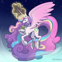 Size: 2048x2048 | Tagged: safe, artist:pfeffaroo, derpibooru import, princess flurry heart, whammy, alicorn, g4, dream, image, jpeg, magic, older, older flurry heart, telekinesis