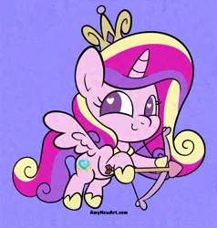 Size: 2466x2590 | Tagged: safe, artist:amynewblue, derpibooru import, princess cadance, alicorn, g4, arrow, bow (weapon), bow and arrow, cupid, heart, holiday, image, love, png, simple background, solo, valentine's day, weapon