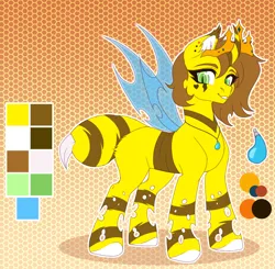 Size: 3000x2936 | Tagged: safe, alternate version, artist:nika-rain, derpibooru import, oc, bee, hybrid, insect, pony, cute, female, hybrid oc, image, not geoffrey the giraffe, png, reference, reference sheet, solo