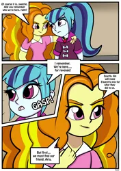 Size: 2480x3507 | Tagged: safe, artist:rex-equinox, derpibooru import, adagio dazzle, sonata dusk, human, comic:sonata in blue, equestria girls, g4, comic, dialogue, female, high res, image, mental shift, png, post-transformation, speech bubble, transformation, waitress