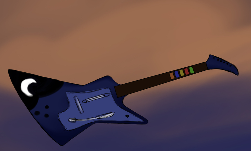 Size: 5000x3000 | Tagged: safe, artist:pony-stark, derpibooru import, princess luna, alicorn, g4, concept, fender x-plorer, guitar, image, jpeg, musical instrument, no pony, solo