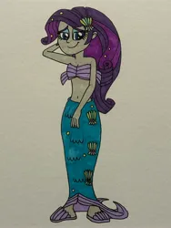 Size: 3024x4032 | Tagged: safe, artist:dylanwayneburk, derpibooru import, rarity, human, mermaid, equestria girls, g4, scare master, season 5, bra, clothes, costume, dress, female, fish tail, halloween, halloween costume, holiday, image, jpeg, mermaid costume, mermaid tail, mermarity, my little pony, nightmare night costume, rarity's mermaid dress, seashell, seashell bra, simple background, solo, tail, traditional art, underwear