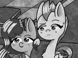 Size: 2000x1500 | Tagged: safe, alternate version, artist:cloud artist, derpibooru import, pipp petals, zipp storm, pegasus, pony, g5, carpet, duo, duo female, female, grayscale, image, jpeg, mare, mobile phone, monochrome, phone, red carpet, royal sisters (g5), siblings, sisters, smartphone