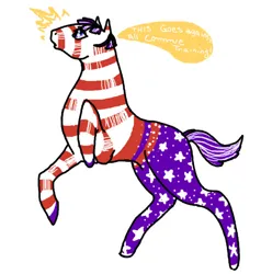 Size: 536x564 | Tagged: safe, artist:mapchoward, derpibooru import, oc, oc:comrade colt, unicorn, american flag, communism, flag, horn, image, jpeg, speech bubble