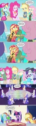 Size: 1630x5611 | Tagged: safe, artist:silverbuller, derpibooru import, edit, edited screencap, screencap, applejack, fluttershy, pinkie pie, rainbow dash, rarity, sci-twi, spike, sunset shimmer, twilight sparkle, equestria girls, g4, beach, book, clothes, culture clash, culture shock, equestria girls specials, high res, humane five, humane seven, humane six, image, jpeg, magic, magic aura, mane seven, mane six, my little pony, my little pony equestria girls: forgotten friendship, one-piece swimsuit, pinkie pie swimsuit, sci-twi swimsuit, swimsuit, twilight's castle, we don't normally wear clothes, wetsuit