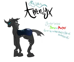 Size: 2105x1758 | Tagged: safe, artist:earth.loser, derpibooru import, oc, oc:appendyx, changeling, angry, antagonist, changeling oc, floppy ears, gray coat, holes, image, my little pony: the protectors of harmony, png, ripped wings