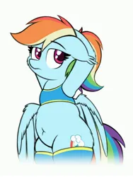 Size: 3000x4000 | Tagged: safe, artist:aaathebap, derpibooru import, rainbow dash, g4, belly, belly button, clothes, image, jpeg, ponytail, socks, thigh highs, thighs, tubby wubby pony waifu, workout outfit